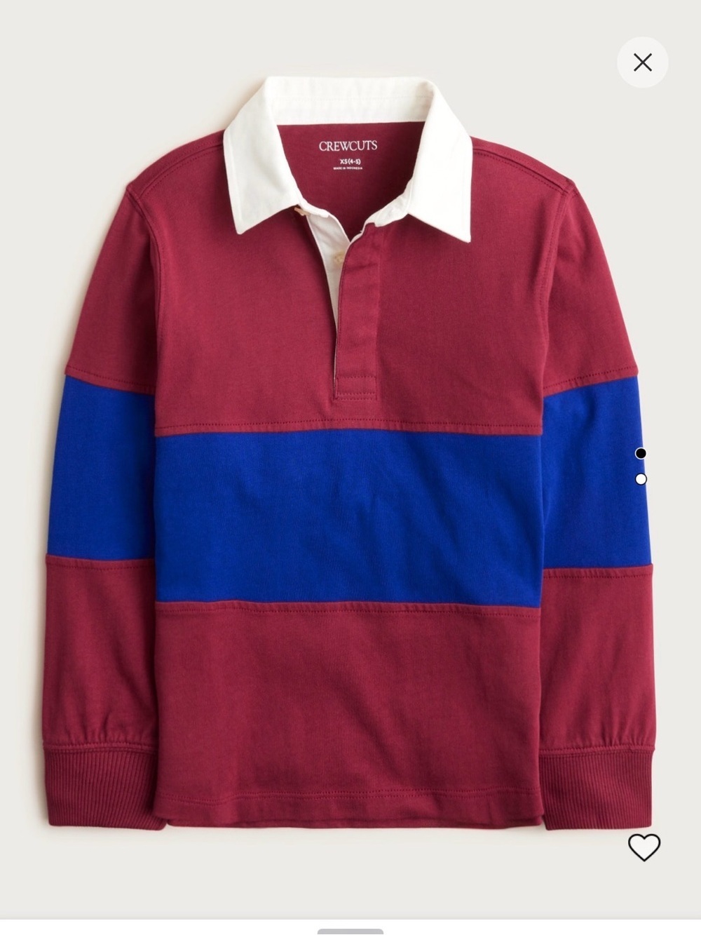 Crewcuts Maroon & Royal Blue Rugby Shirt with White Collar